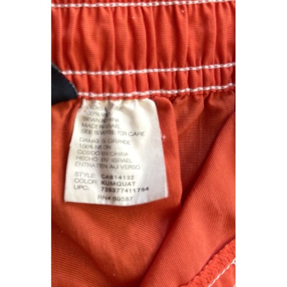 Catalina Shorts Womens Large Orange Nylon Swim Trunks Elastic Pockets Piping VTG - Picture 9 of 14